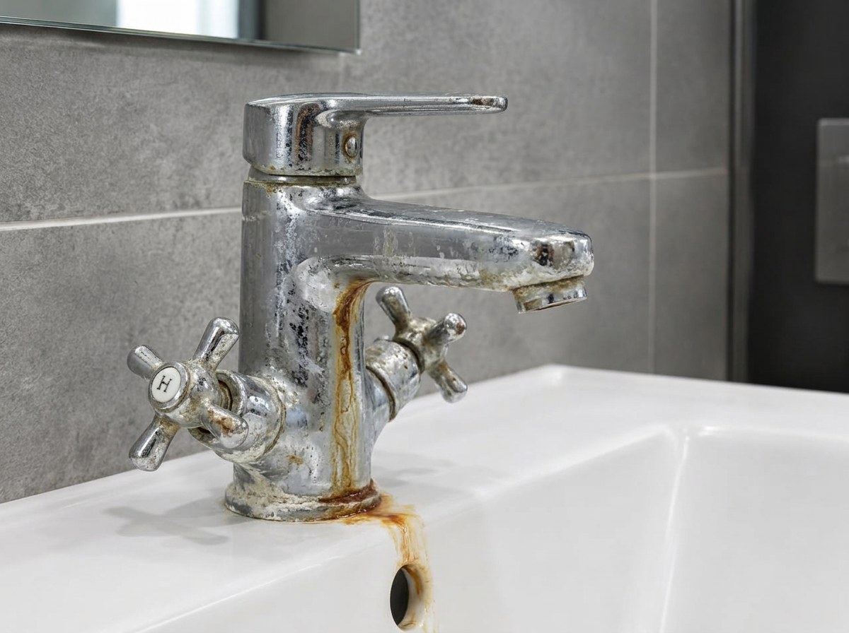 Before: Restroom — new faucet